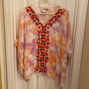 Savanna Jane embroidered tie dye embroidered tunic Medium/Large Beach Bohemian